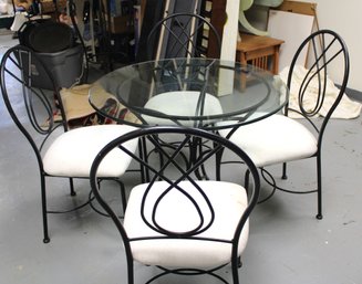 Wright Iron Glass Table Set With 4 Chairs