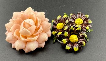 2 Flower Brooches