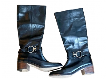 Coach Carolina Woman's Black Leather Boots - Size 9B
