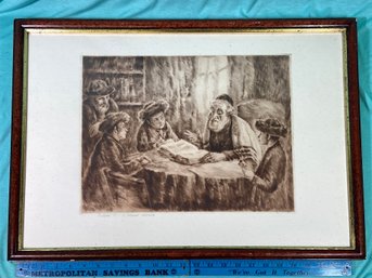 Reading Of Talmud Signed Artwork 25x18