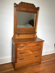 Wonderful Antique Eastlake Style Chestnut Dresser With Original Mirror - 1870-1890 - Fantastic Piece !