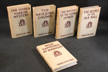 Lot Of Five Near Antique Hardy Boys Novels By Franklin W. Dixon W/ Secret Of The Old Mill, Missing Chums, Etc.