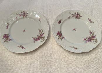 Pair Of Antique Limoges Plates In Violet Pattern