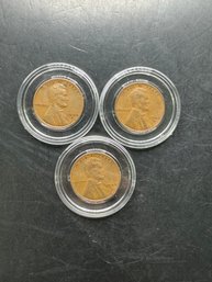 3 Wheat Pennies 1940, 1940-D, 1940-S