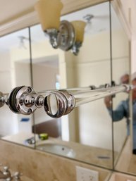 A Pair Of 18 Inch Polished Nickel And Glass Rod Towel Bars - Primary