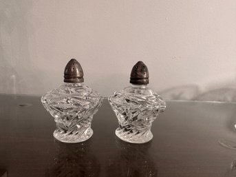 Set Of Salt And Pepper Shaker With Sterling Silver Tops