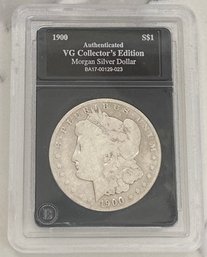 Authenticated VG Collector's Edition Morgan Silver Dollar 1900