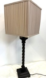 A Classic Table Lamp With Silk Shade