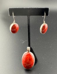 Sterling Silver Pendant And Earrings