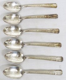 A Group Of 6 Different 1939 New York Worlds Fair Silverplated Spoons - All Different Buildings