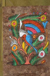 2x Mexican Folk Art On Bark Paper  11 By 17