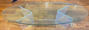 A Beautiful Oval Shape MCM Coffee Table With Lucite Legs