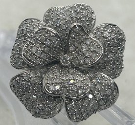 Signed Designer Michael Drechsler DIAMOND ENCRUSTED FLOWER RING