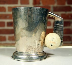 Vintage / Antique English Silverplate Golf Cup With Penfold Golf Ball