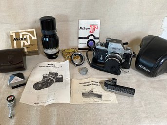 Nikon F Vintage 35mm Film Camera Clean Shoots Smooth Lenses 58mm F1.4, 200mm F4 Original Viewfinder Selftimer