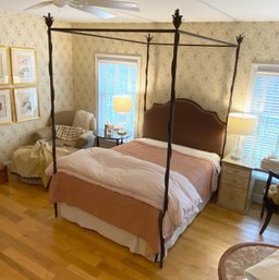Wrought Iron Upholstered Headboard Queen Bed