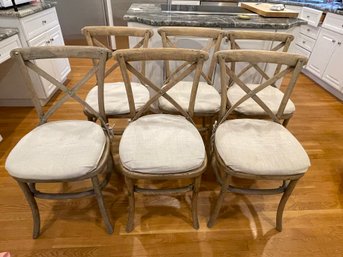 Set Of 6 Lillian August Distressed Cross Back Dining Chairs