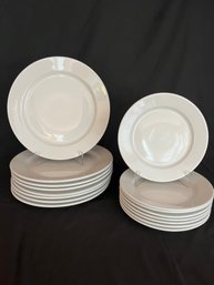 16pc Lot Cuisinart Fine European Vitrified Porcelain Dishes- 8 Dinner Plates & 8 Salad Plates
