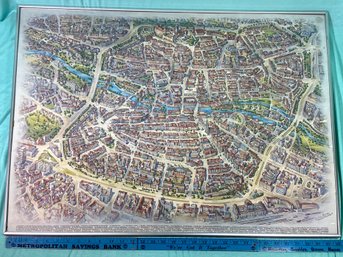 1982 Nurnberg Town Map Bruno Kersten 32x23.5 Framed