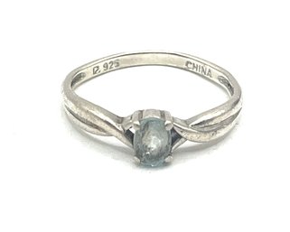 Vintage Sterling Silver Light Aquamarine Color Stone Ring, Size 7