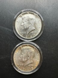 2 Kennedy Half Dollars 40 Silver 1967, 1969-D