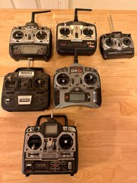 Lot Of 6 Assorted RC Controllers - Futaba - Spektrum - Kyosho - Dynam - Walkera - Used Not Tested