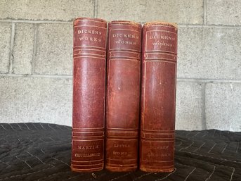 Group Of 3 Antique Charles Dickens Works Books