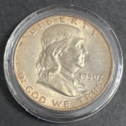 1950-D Benjamin Franklin Silver Half Dollar