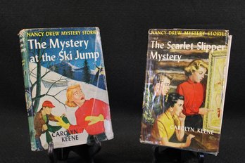 A Pair Of Nancy Drew Mystery Stories From Carolyn Keene Scarlet Slipper Mystery & Mystery At The Ski Jump