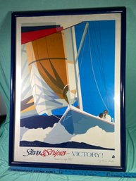 1987 Stars And Stripes America's Cup Poster Signed Franco Costa 29x39 Framed