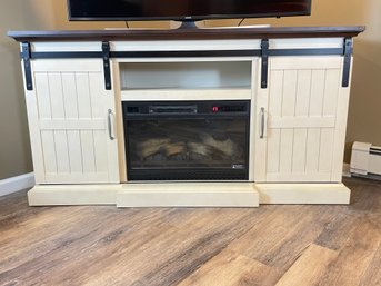 Large TV Stand With Electric Heater Fireplace Built In