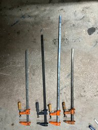 Assortment Of Long Woodworking Clamps