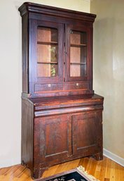 A 19th Century Burl Wood Veneer Secretary Desk