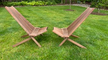 Pair Of Outdoor Tamarack Wooden Patio Lounge Chairs