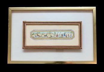 Persian Miniature Figural Scenic Painting On Bone Framed