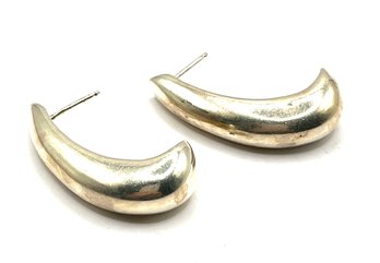 Vintage Italian Sterling Silver Large Half Hoop Earrings