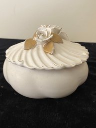Vintage Napco Alaskan Rose Trinket Dresser Powder Dish