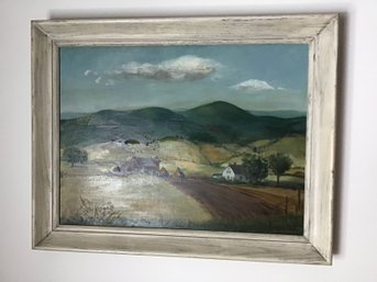 R.B. Hildebrandt 1960 Oil On Board Painting Of A Farm