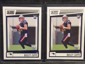 (2) 2022 Panini Score Bailey Zappe Rookie Cards - K