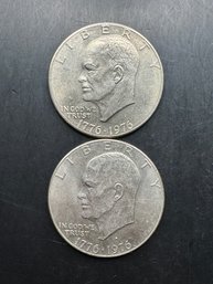 2 Eisenhower Dollars 1976, 1976-D