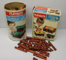 Vintage 1974 & 78 Playskool Lincoln Log Sets In Original Boxes