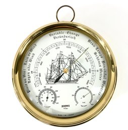 Hoffritz France Vintage Brass Nautical Barometer Weather Instrument