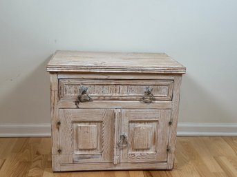 Small White Washed Wooden Cabinet