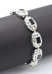 Gorgeous Multi Station Sterling Silver & Black Onyx Bracelet