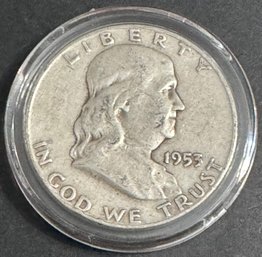 1953-D Benjamin Franklin Silver Half Dollar