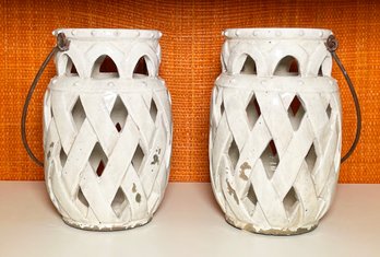 Ceramic Latticework Candle Sconces