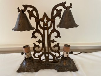 Antique Arts And Crafts , Hammered Brass Table Lamp.