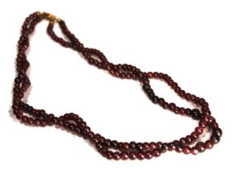 Double Strand Antique Genuine Bohemian Garnet Beaded Necklace