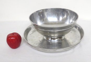 Pottery Barn Large Aluminum Serving Bowl With Underplate