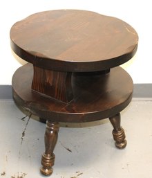 Vintage Round Beautiful Wood Round Two-Tiered End Table